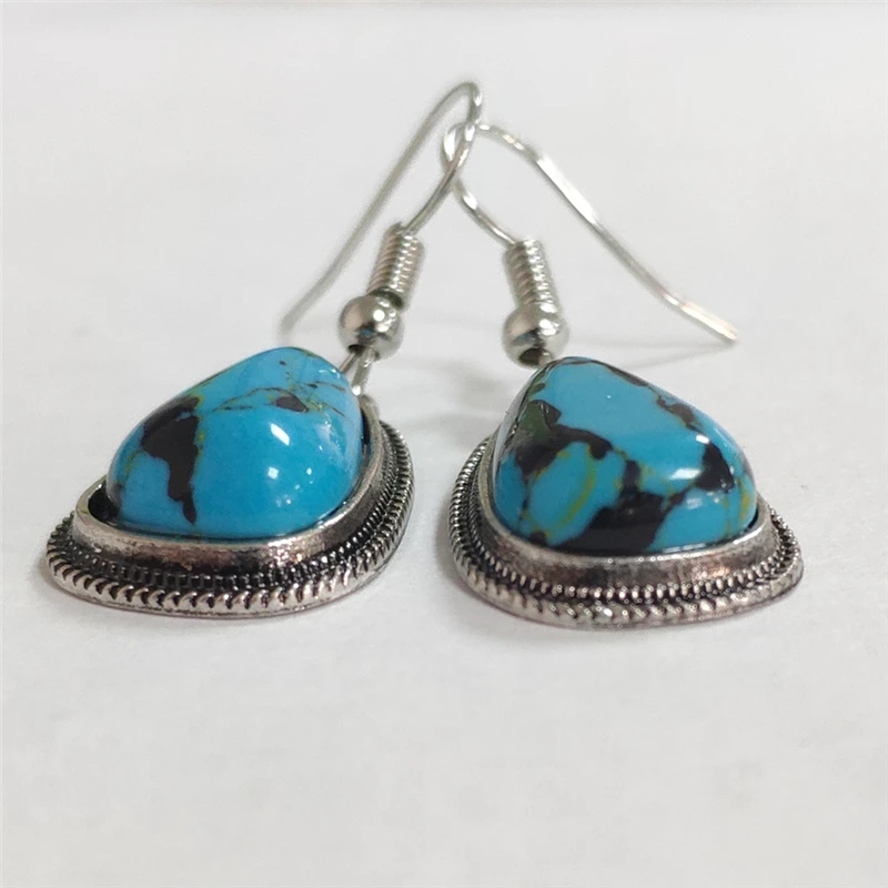 

Vintage Natural Blue Water Drop Stone Earrings For Women Boho Jewelry Hanging Dangle Drop Earings Colgantes De Piedra L5J360