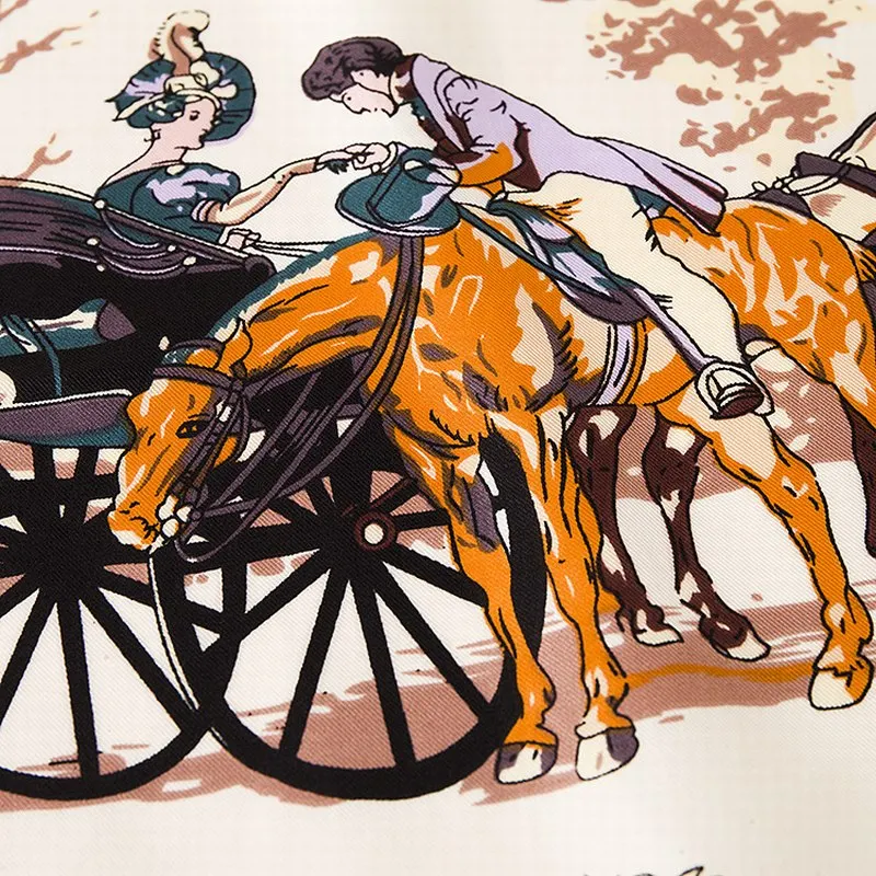 100% шелковый квадратный шарф с испанским принтом лошади шейный платок