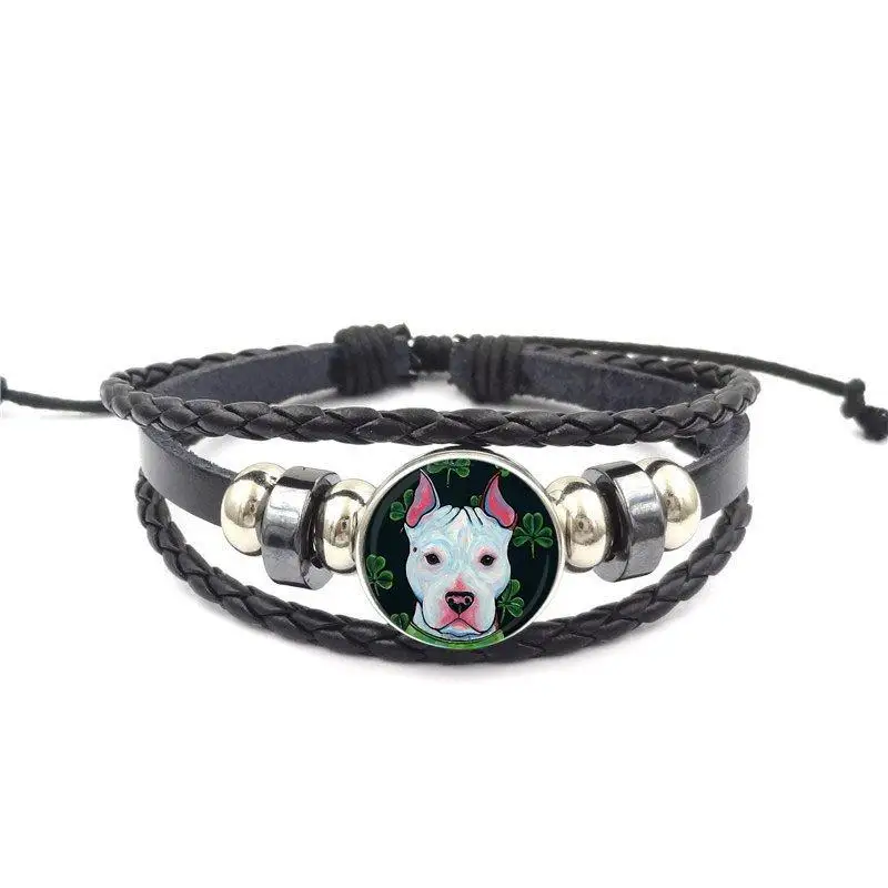 Ей глазурь Симпатичные ювелирные изделия питбулл Собака Стеклянный s черный