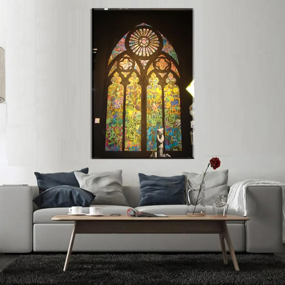 Бэнкси искусства молиться в церковь гостиной стены дома декоративные