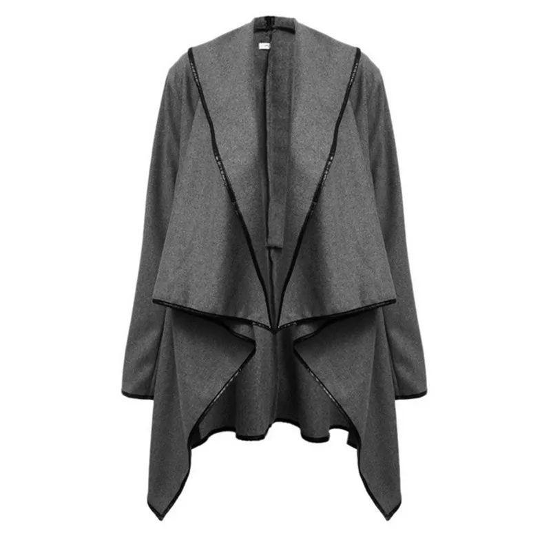 gray DANJEANER Casaco Feminino, женский шерстяной Тренч, повседневный длинный рукав, S-4XL, длинное пальто, ветровка, однотонное пальто для зимы - Цвет: gray