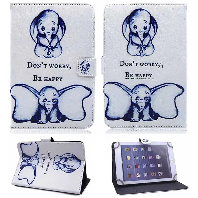 cute elephant Универсальный бампер для планшета 9,7 10 10,1 дюймов для iPad samsung lenovo ASUS Cube Alcatel с мультяшным принтом кожаный чехол-подставка - Цвет: cute elephant