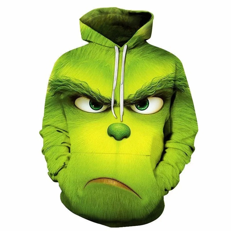 Hoodie Толстовка с капюшоном и 3D-принтом Grinch для косплея, мужская и женская куртка Grinch, Полнолицевые толстовки, пальто с героями мультфильмов - Цвет: Hoodie