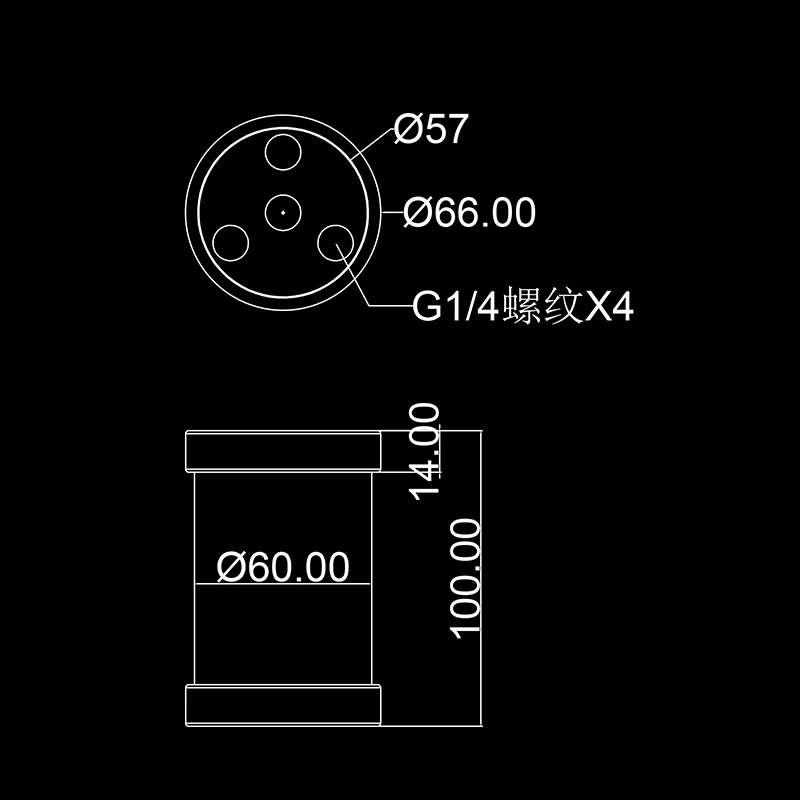 Bykski B-CT60-4H 60 мм черные крышки водного охлаждения резервуар с G1/" резьба
