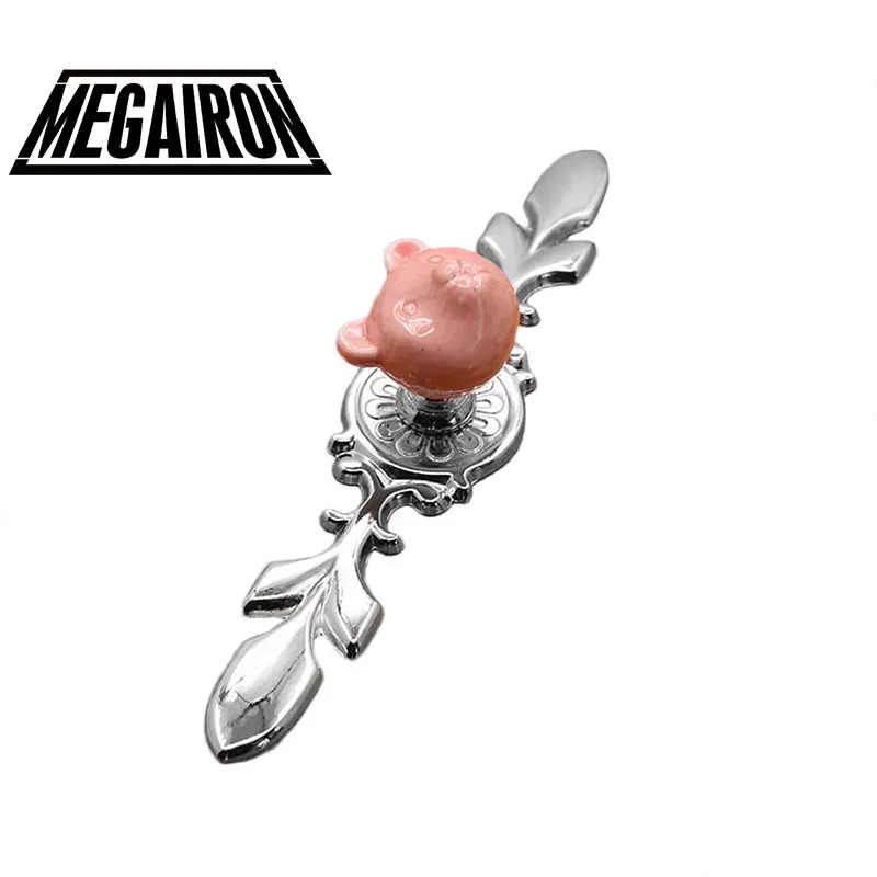 MEGAIRON современные милые розовые животные керамические ручки для шкафа выдвижные