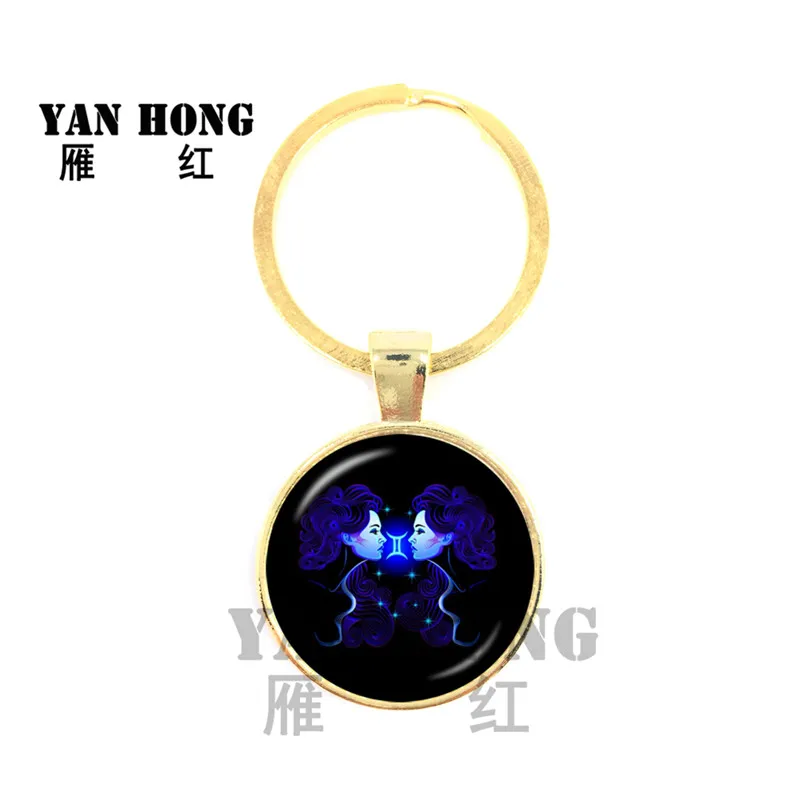 YANHONG 12 созвездий Leeuw Maagd sleutelвешалки для глаз кабошон вешалка Sterrenbeeld Sleutel Ringen