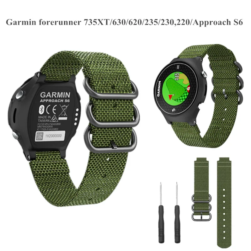 Нейлоновая тканая группа часов ремешок для наручных Garmin Forerunner 735xt 630 620 235 230 220
