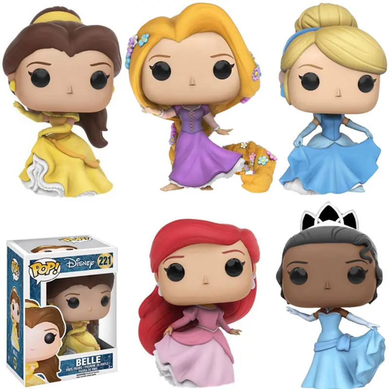 Funko Поп принцесса кукла Русалочка Ариэль, Белль, Золушка, Рапунцель, Тиана ПВХ фигурка Коллекционная модель игрушки для детей подарок