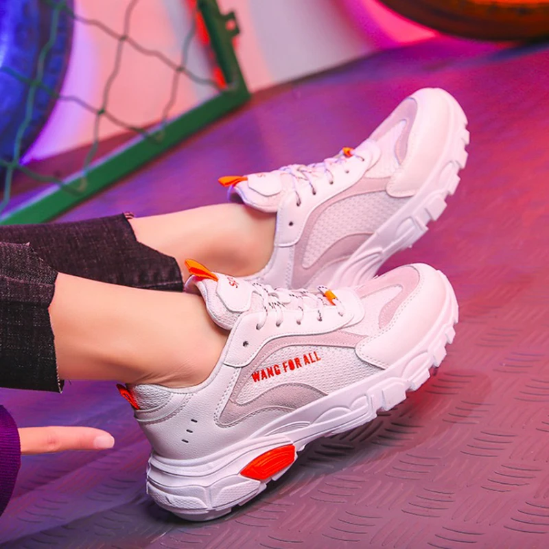 Женская Повседневная обувь 2019 модные сетчатые и кожаные женские кроссовки на