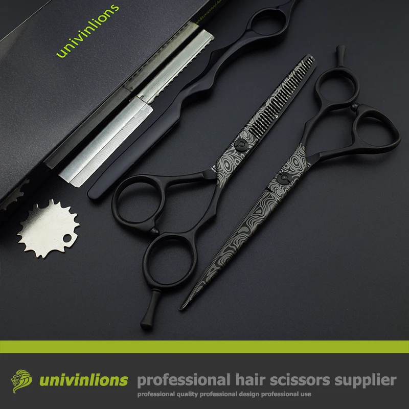 6" black damascus style haircut shears hairdressing scissors professional japan hair scissors high quality pro hair clipper kids