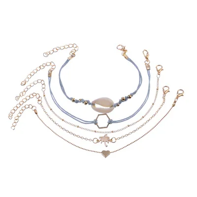 5 шт./компл. Морская ракушка очаровательные браслеты сердце красивая веревка