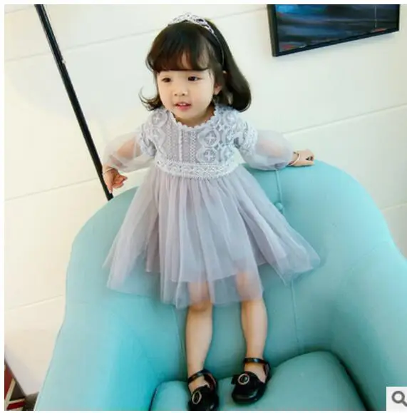 Новинка 2018 Брендовое летнее кружевное газовое платье с пышными рукавами для