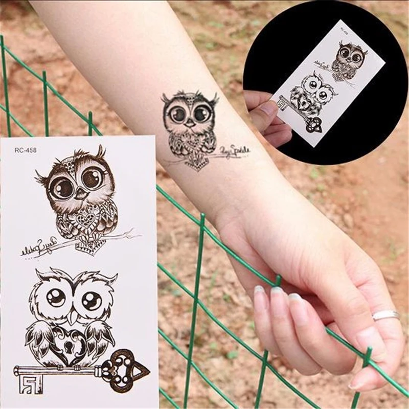 

10 Sheets Temporary Tattoo Sticker Waterproof And Removable Realistic Fake Owl Shape For DIY Temporary Tattoos Woman Wholesale