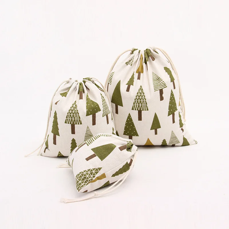 N072 сумка ручной работы из хлопка и льна для хранения веревок женская с принтом