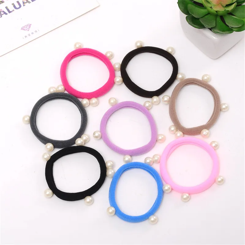 Fashion Rivet Hair Bow Accessories Elastic Bands Towel Ring Crystal Pearl Polyester Headband Women Girl Scrunchy Accessory |