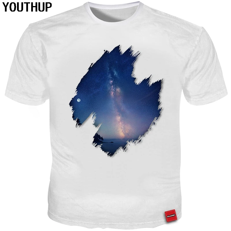 Лето 2020 футболка YOUTHUP для мужчин и женщин с 3d принтом дыр крутой Небесный пейзаж