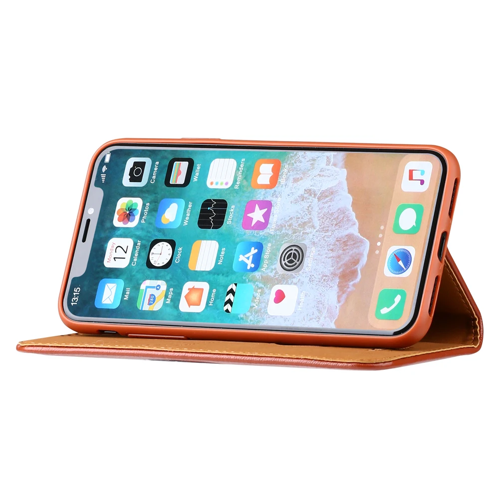 GEBEI для iPhone X чехол с откидной крышкой Apple искусственная кожа подставка карт