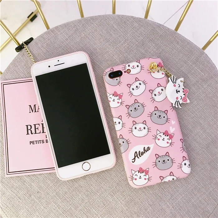 Cute Carton Cat Cases For Oppo F5 F7 Mobile Phone Full Back Covers With Pendant Soft Tpu Case A73 F1S Fundas |