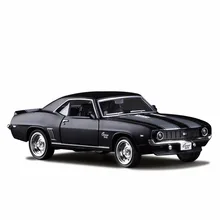 1/36 масштаб США 1969 Camaro SS винтажная матовая черная литая
