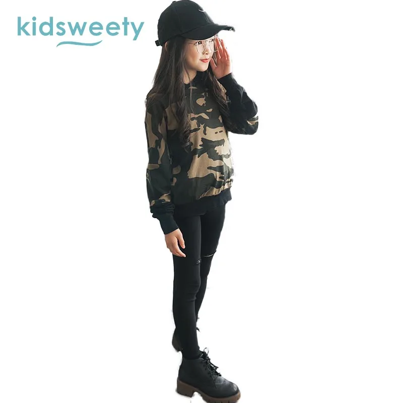 Kidsweety малыш Толстовки с капюшоном для девочек хлопок зеленый камуфляж Свободный