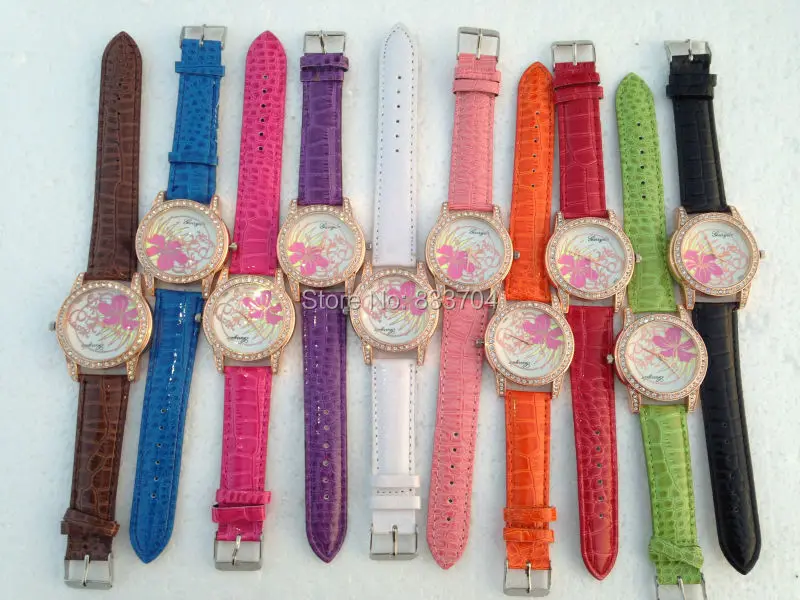 Бренд GERRYDA 2016 женские часы с бриллиантами модные кварцевые цветком Брендовые