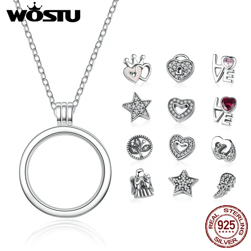 

Новое поступление 100% 925 Чистое серебро плавающее ожерелье средней длины, подходящие миниатюрные шармы для женщин, DIY ювелирные изделия CRF001