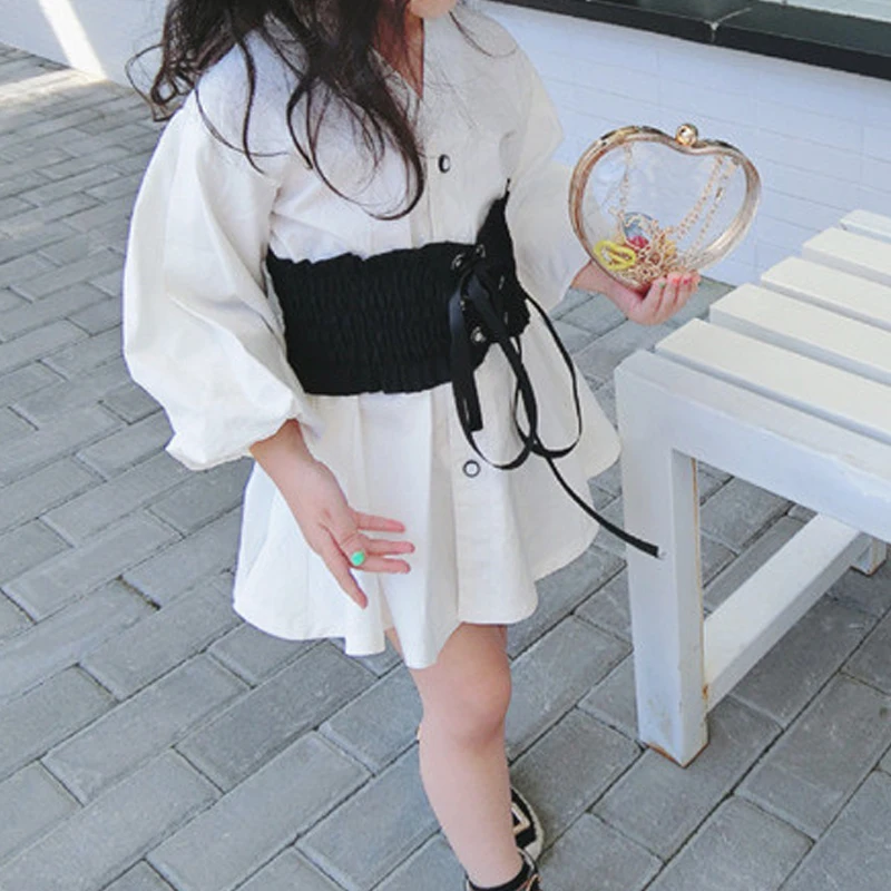 Весенне-Осенняя детская блузка платье-рубашка для девочек детское платье