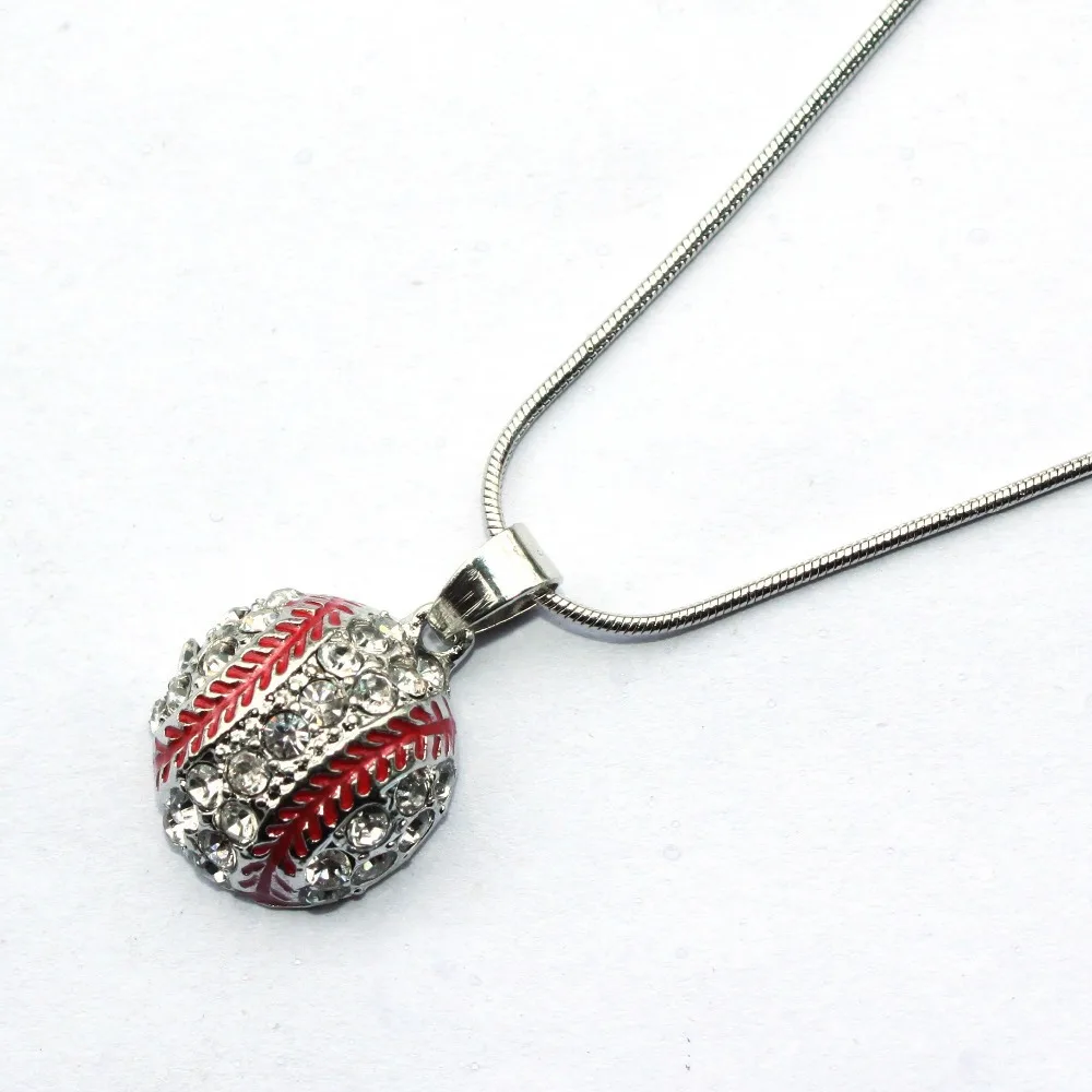 1.7cm Crystal Baseball Pendant Snake Chain Necklace Fashion Sports Jewelry Best Friend Gift for Team Club Base Ball Lovers | Украшения и