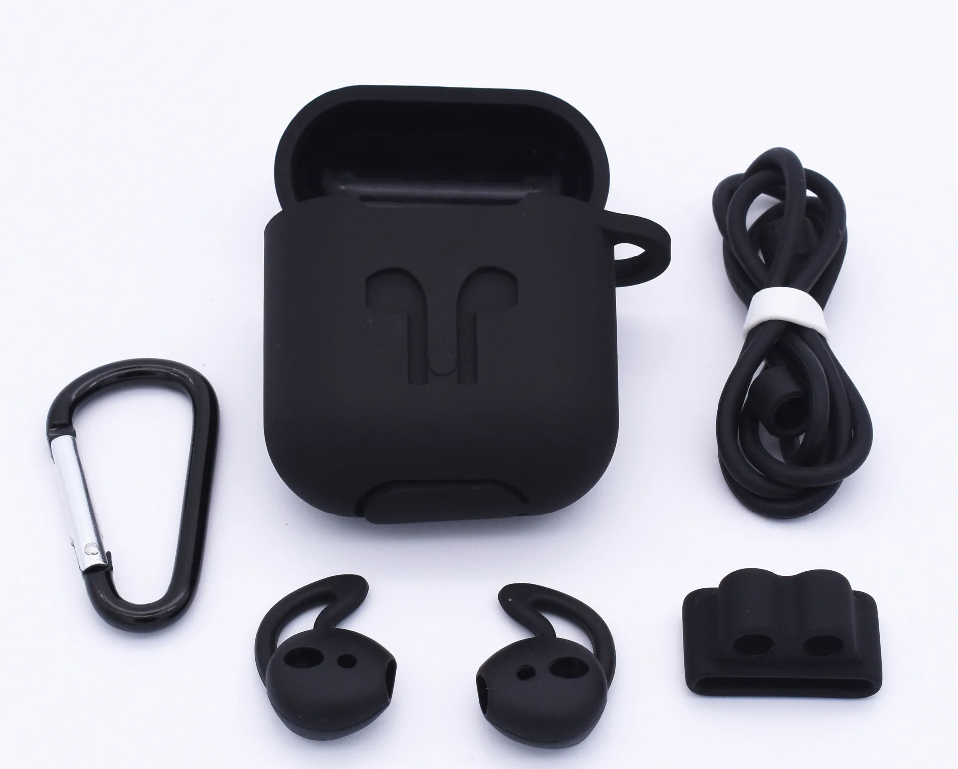 Мягкий силиконовый Bluetooth беспроводной Чехол для наушников для Apple защитный чехол для airpods противоударный водонепроницаемый аксессуары для airpods - Цвет: Black