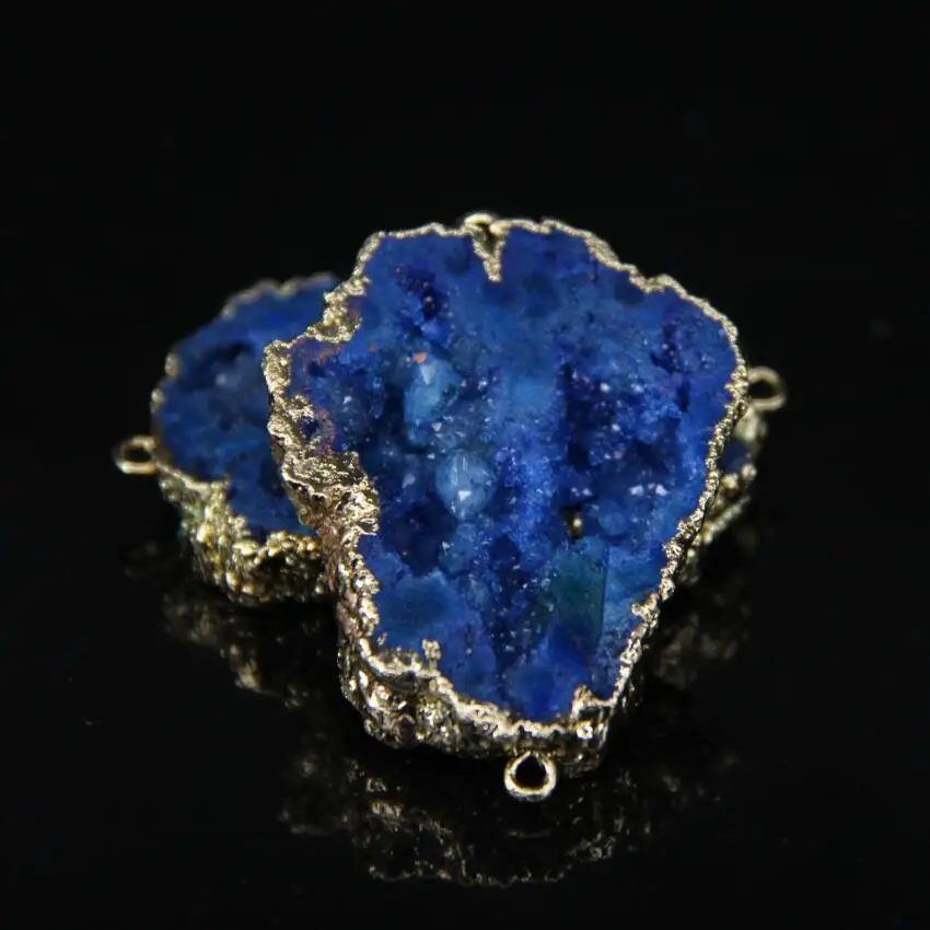 Золотой Край сырье Druzy AG ели Geode Freeform плиты разъем титан синий кварц Грановитая