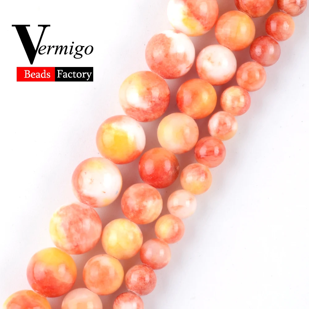 

Wholesale Natural Stone Orange Persian Jades Round Loose Beads For Jewelry Making 6 8 10mm Loose Beads Diy Bracelet 15"Perle