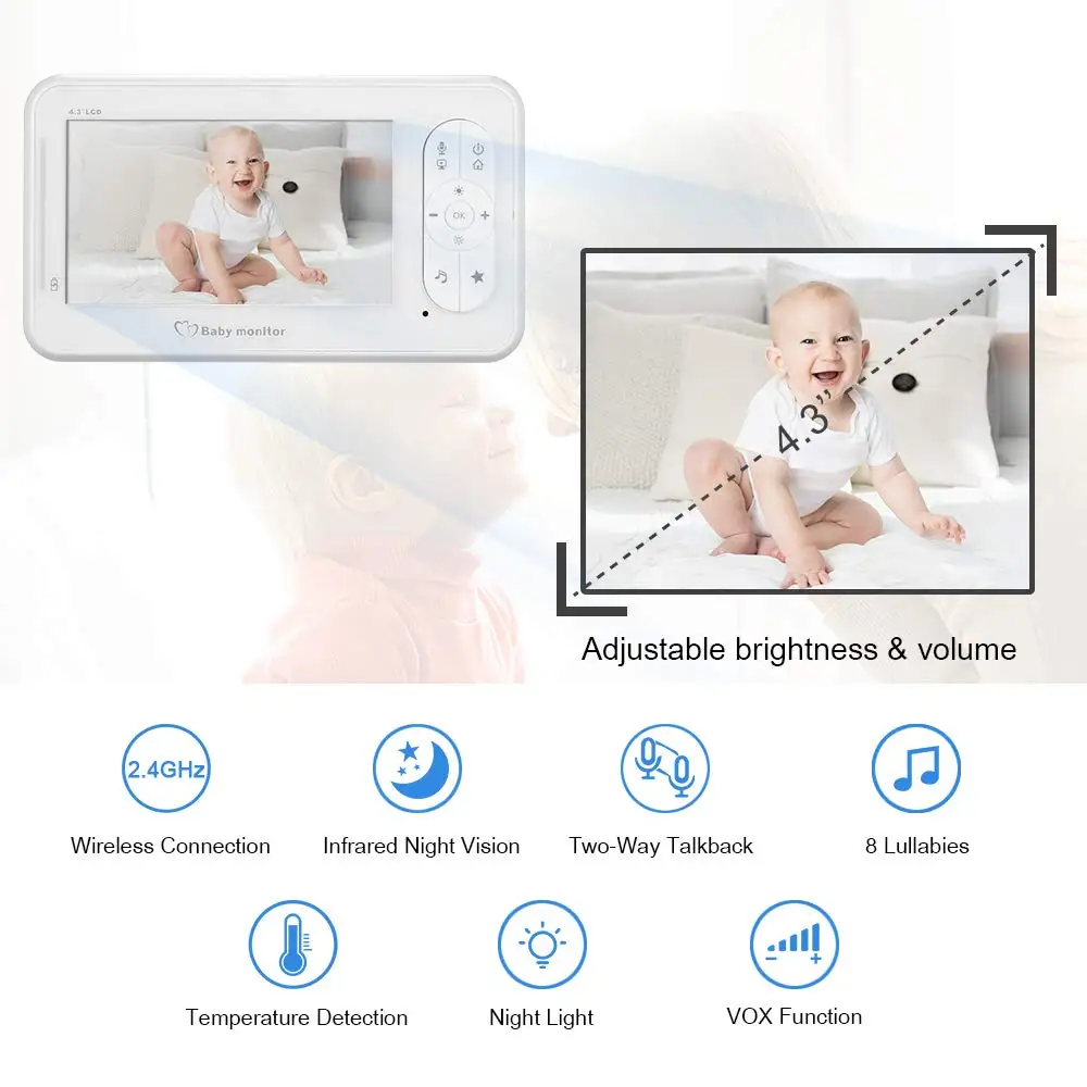 Видеоняня беспроводная цифровая камера Babyphone с дистанционным управлением 4 3