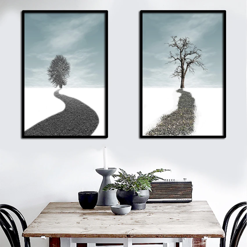 Modular Nordic HD Print Artwork Abstract Trees Poster 3 Pieces Home Decor Modern Canvas painting picture for living room FA668 | Дом и сад