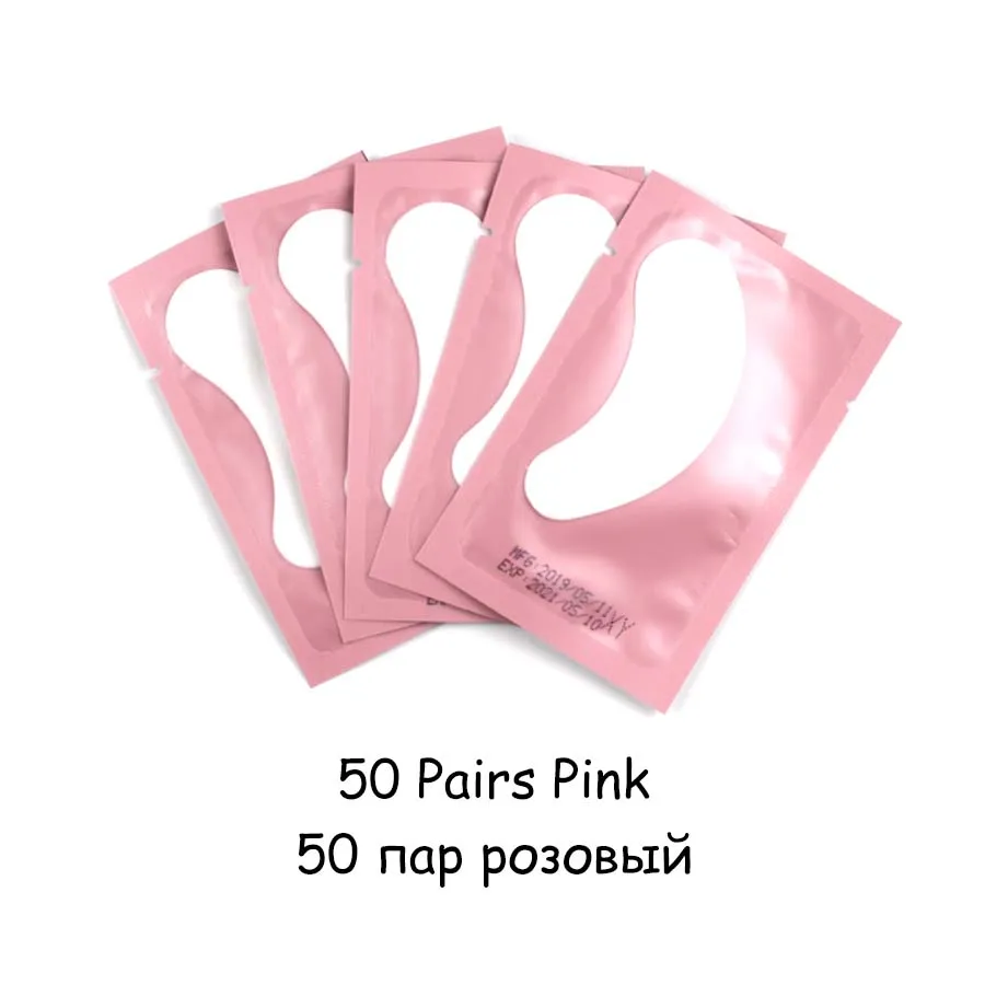 50pairs Pink 50/100 пар подушечек под глаза увлажняющие наклейки на кончики глаз обертывания подушечки для ухода за глазами бумажные накладки под глазные гель-патчи для наращивания ресниц - Цвет: 50pairs Pink
