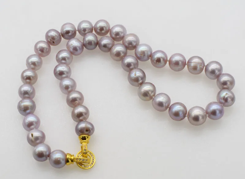 

WOW! freshwater pearl AA purple near round 11-12mm necklace 18inch nature FPPJ wholesale