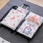 Водонепроницаемая дорожная сумка для хранения 5 шт.лот, прозрачная тонкая сумка из ЭВА с принтом фламинго, косметичка, органайзер, сумки