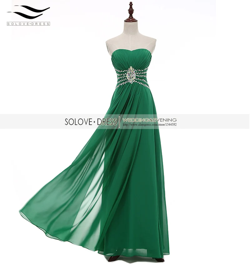 Solovedress элегантное ТРАПЕЦИЕВИДНОЕ Сверкающее Настоящее фото шифоновое зеленое