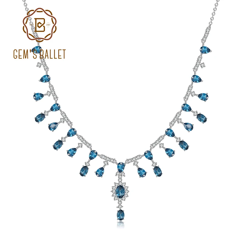 

Женское ожерелье из серебра 925 пробы, с натуральным лондонским голубым топазом