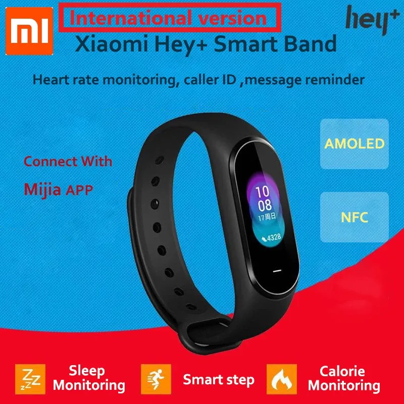 В наличии Xiaomi Hey Plus Smartband 0 95 дюймов AMOLED цветной экран встроенный