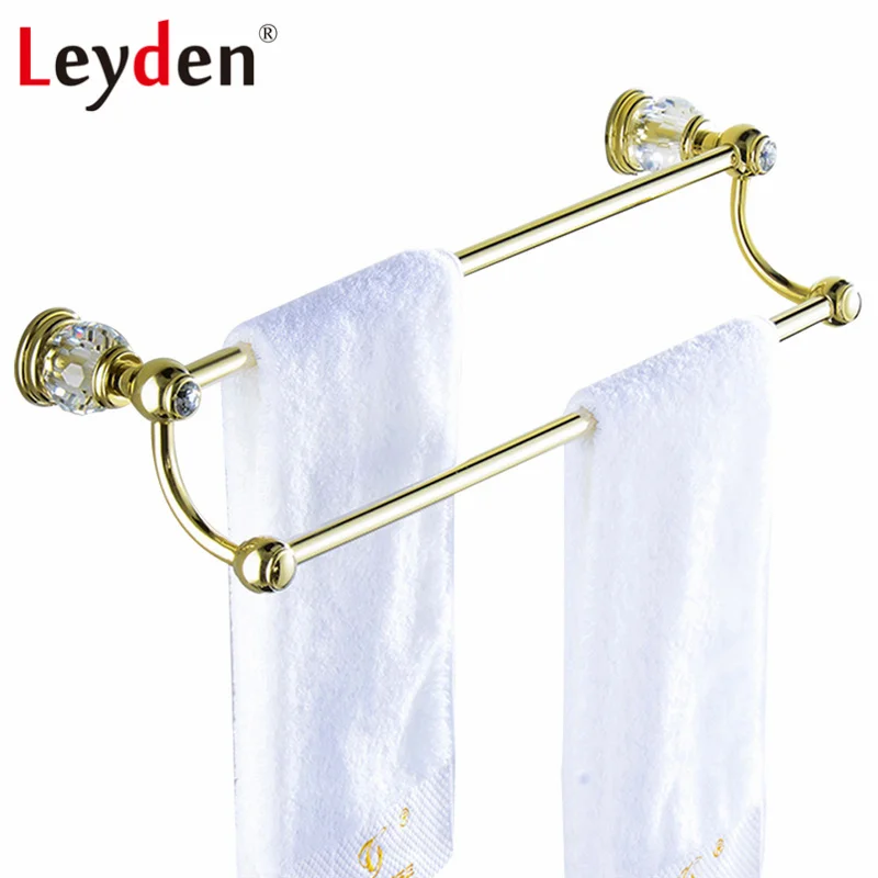 Лейден роскошный золотой Латунный и хрустальный двойной полотенцесушитель