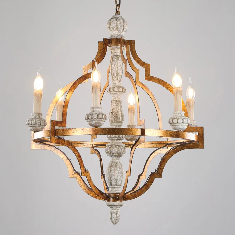 

American country bar Retro Industrial Style Wooden Lamp Do Old Color Chandelier