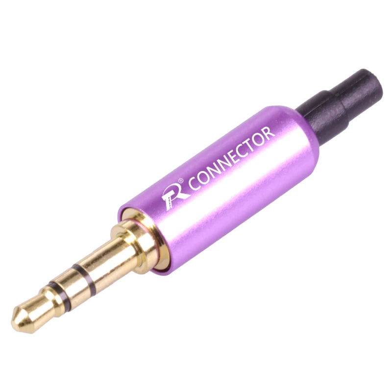 Purple - Black Tail 100 шт. Алюминий Jack 3,5 наушники-затычки, удлиненное сзади, штекерные зажимы 3,5 мм 3 полюс стерео штекер позолоченная проволока разъем - Цвет: Purple - Black Tail