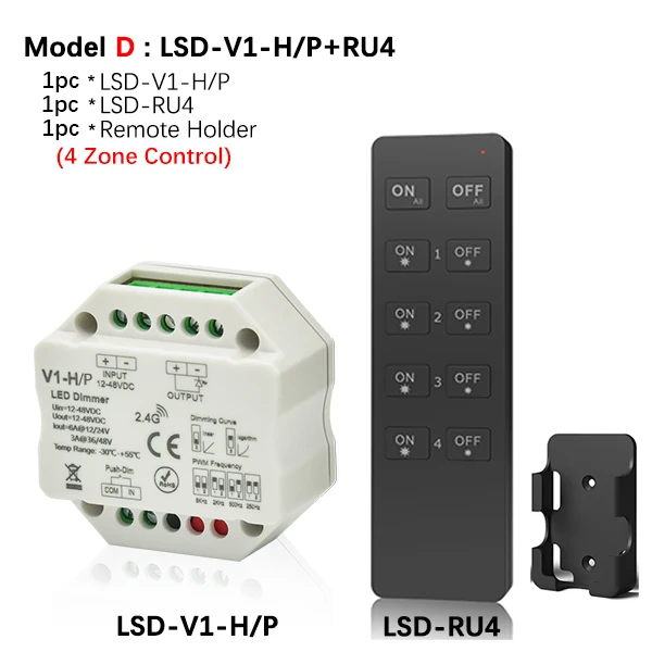Светодиодный Dimmer12V 24V 36V 48V PWM беспроводной РЧ светодиодный диммер вкл. Выкл. С пультом дистанционного управления 2,4G wifi диммер для одноцветной светодиодной ленты светильник - Цвет: Model D