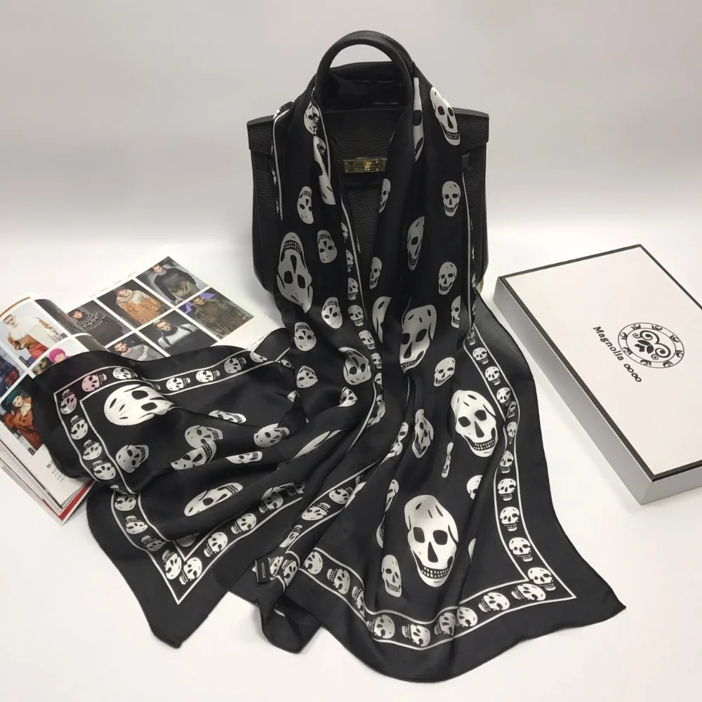 Новый шарф с черепом для женщин высокое качество 100% шелк модная Роскошная
