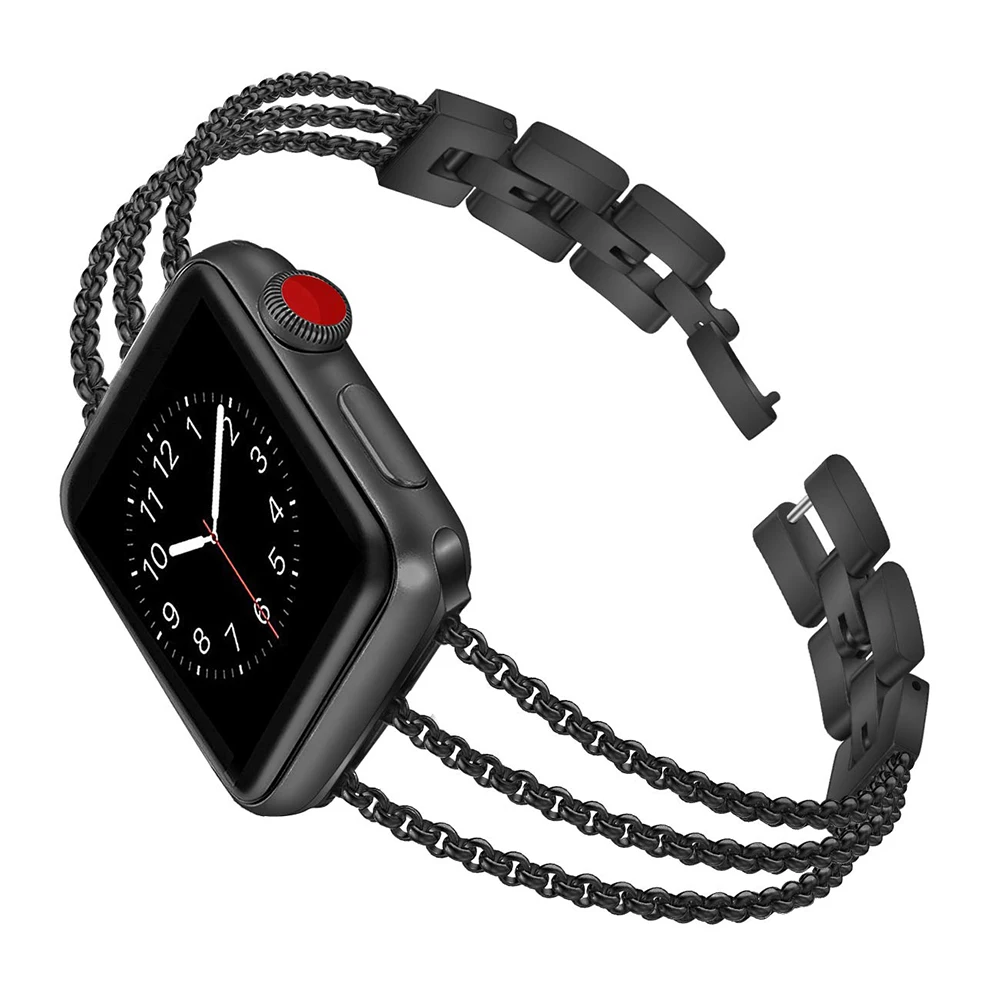 Металлическая цепочка для женщин браслет apple watch 5 4 полосным 44 мм 42 простые