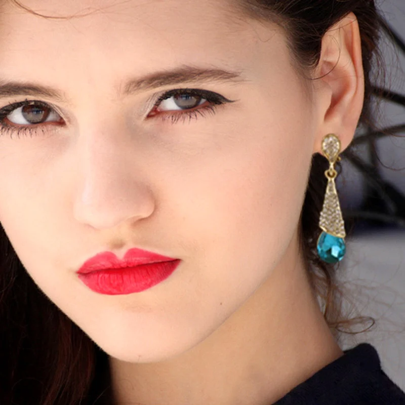 Висячие серьги в форме капли воды с австрийским кристаллом | Украшения и