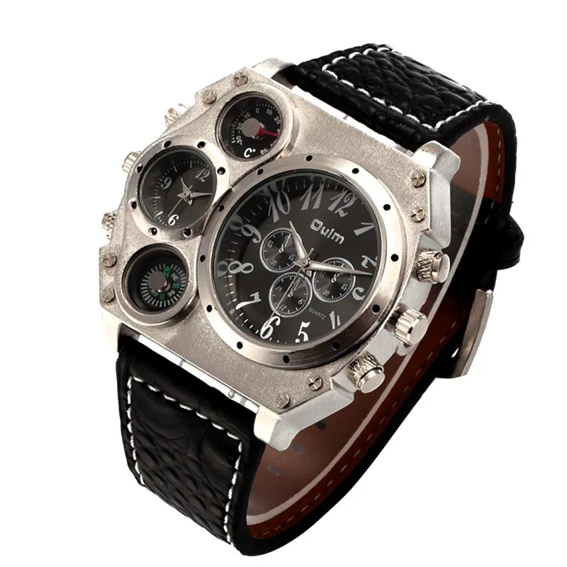 

Oulm Luxury Brand Men Sports Military Quartz Watch Man Quartz-Watch Clock Male Multiple Time Zones Square Sports Watches