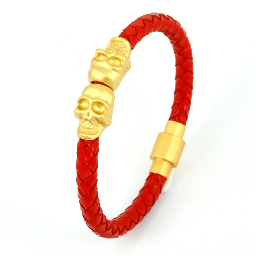 Мужской браслет из натуральной кожи золотистого цвета в стиле панк рок|bangles gold|gold