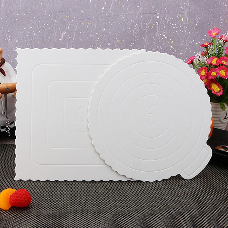 

6inch 5pcs White Mousse Mat Bottom Square Cake Boards Round Dessert Cake Display Tray Cake Biscuit Decoration Bottom Cake Shop