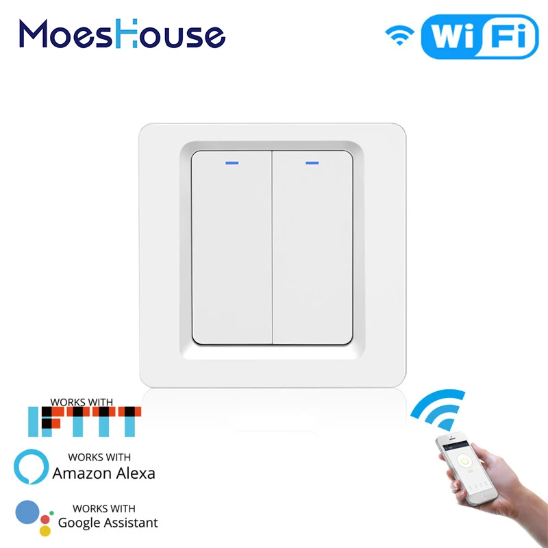 WiFi кнопочный умный светильник-переключатель Smart Life/Tuya APP пульт дистанционного управления работает с Alexa Google Home для голосового управления 2 комплекта